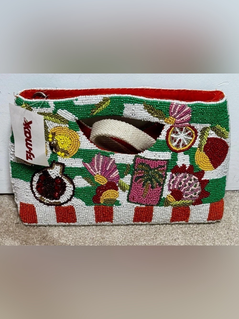 America & Beyond La Dolce Vita Hand-Beaded Fruit Clutch Shoulder Bag NWT